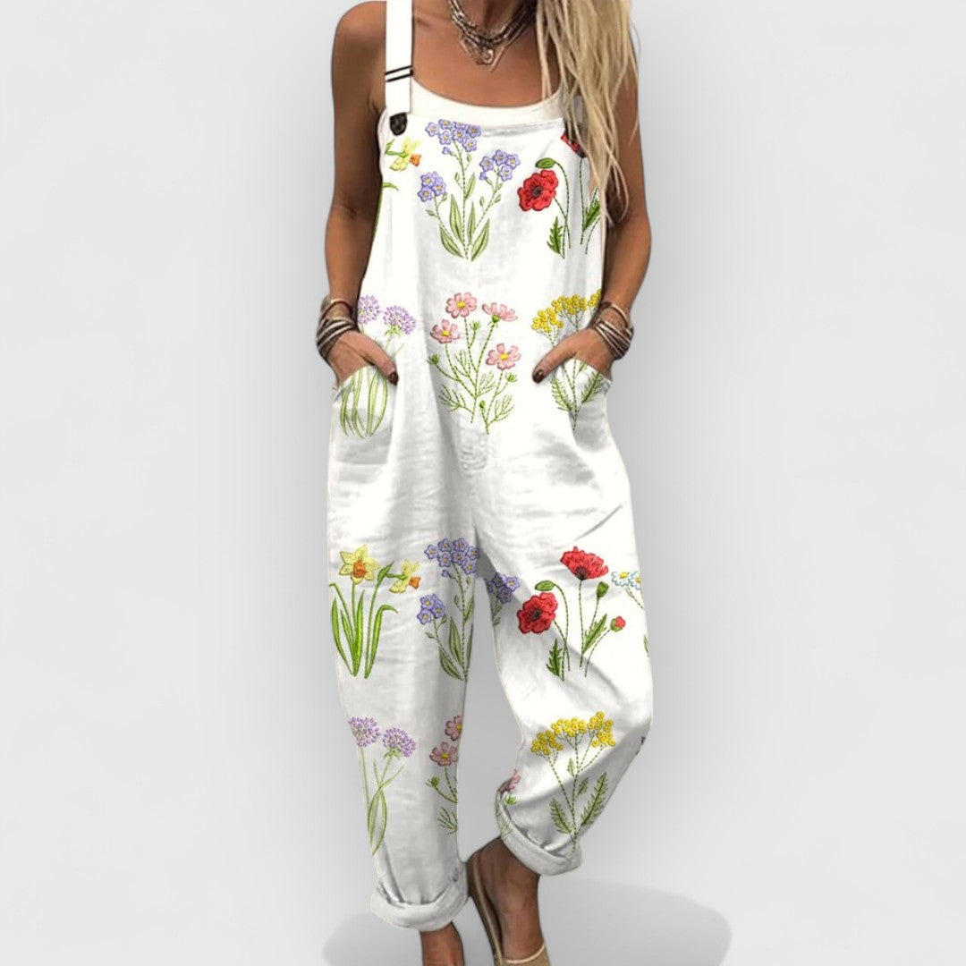 Jane | Vintage Floral Pattern Jumpsuit
