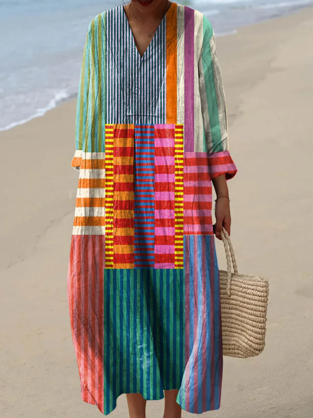 Evadne | Multicolor Patchwork Long Dress
