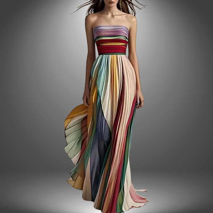 Rhazel | Strapless Pleated Maxi Dress