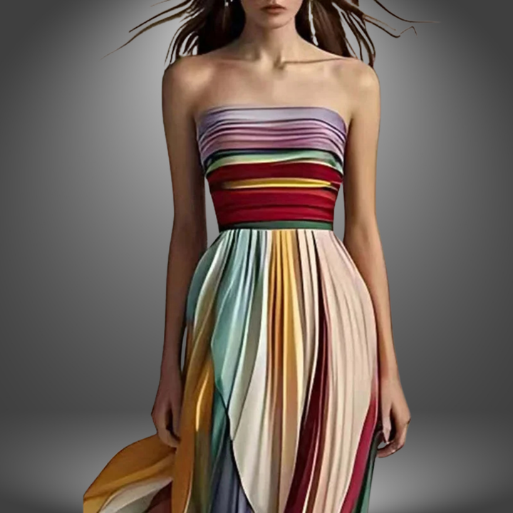 Rhazel | Strapless Pleated Maxi Dress