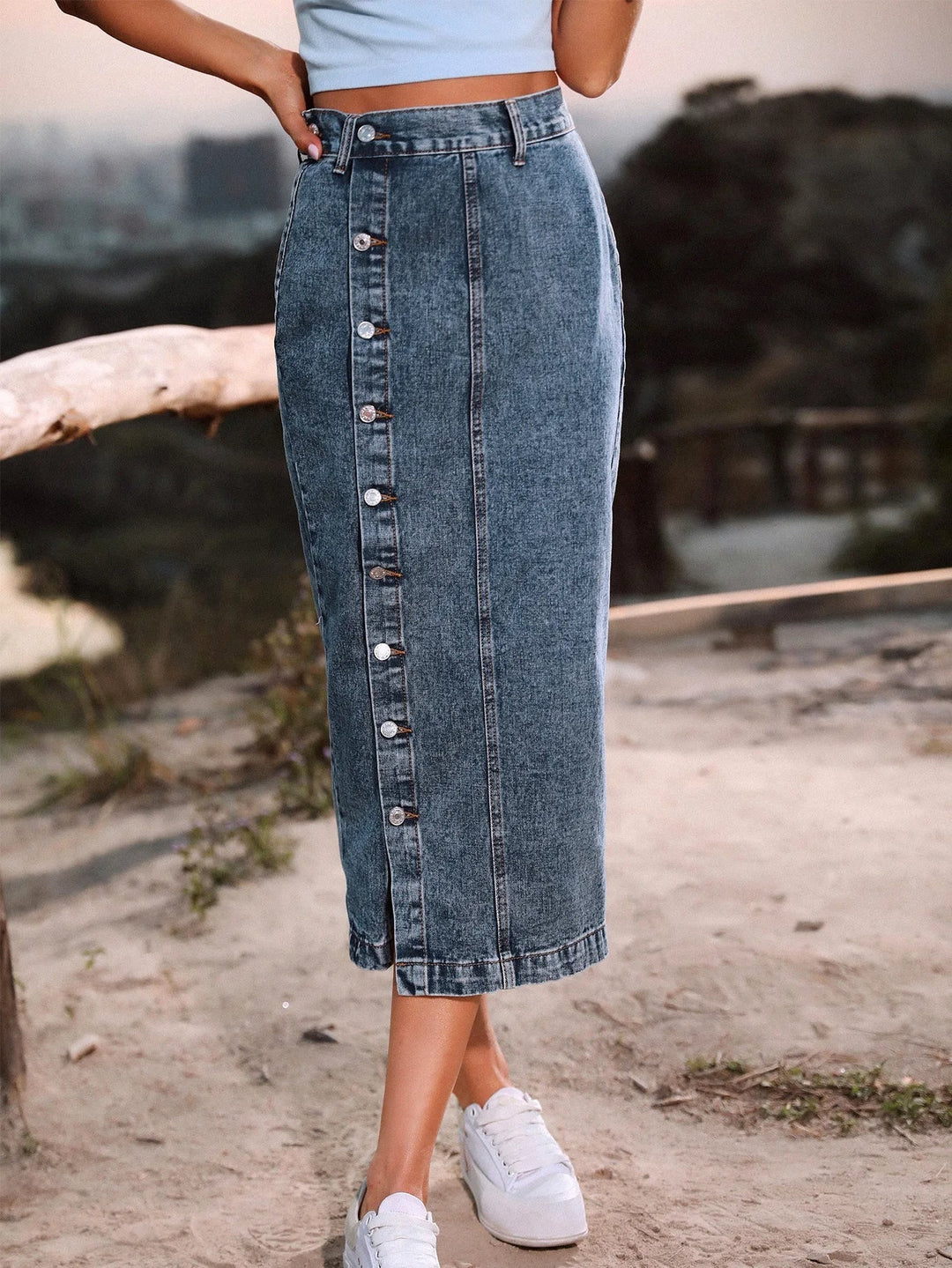 Vienna | Button-Front Midi Skirt