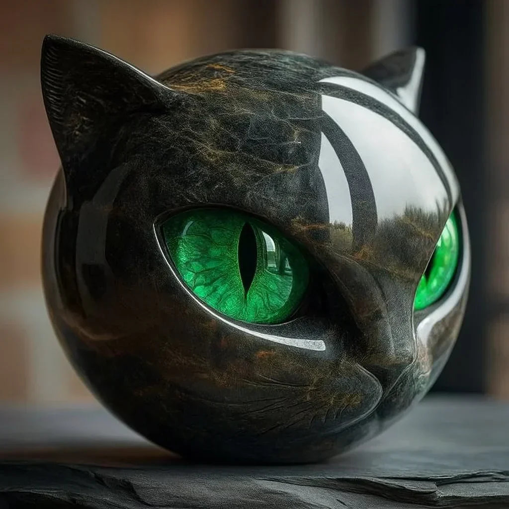 LunaMyst - Enchanting Black Cat Head Sculpture