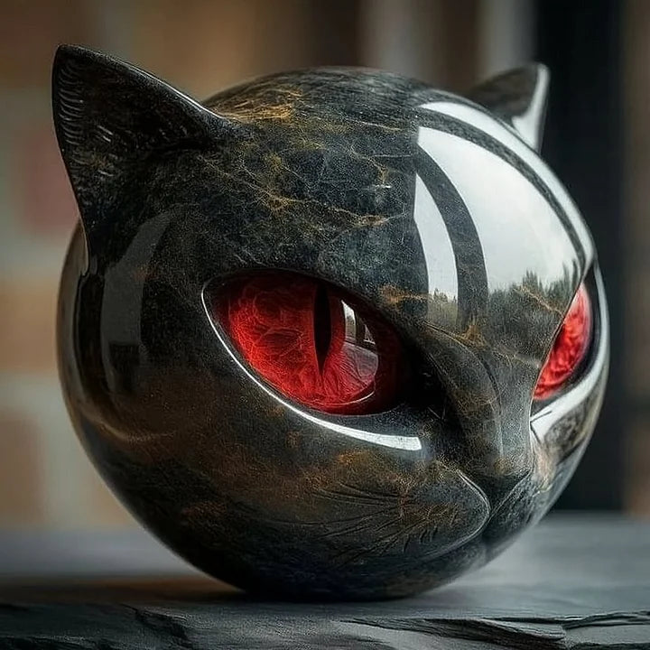 LunaMyst - Enchanting Black Cat Head Sculpture