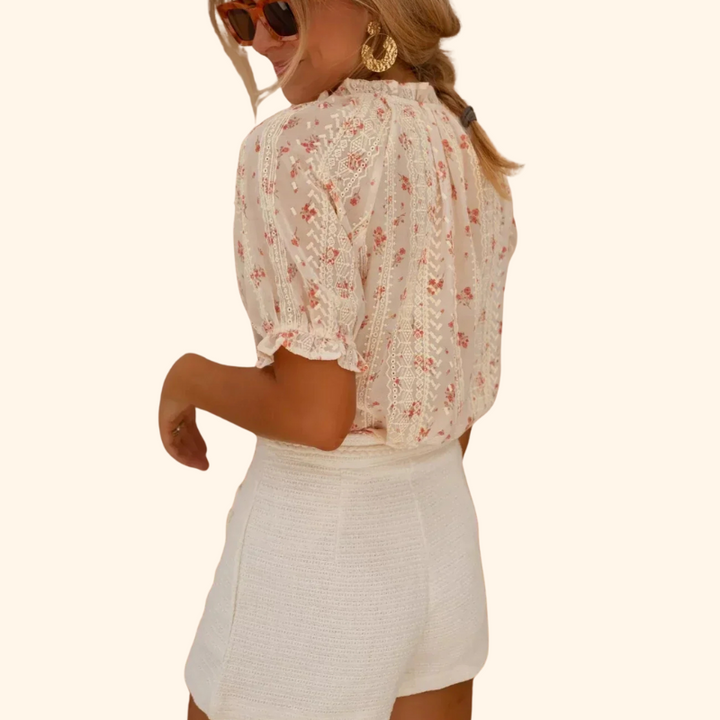 Maya | Feminine Floral Blouse & Shorts Set