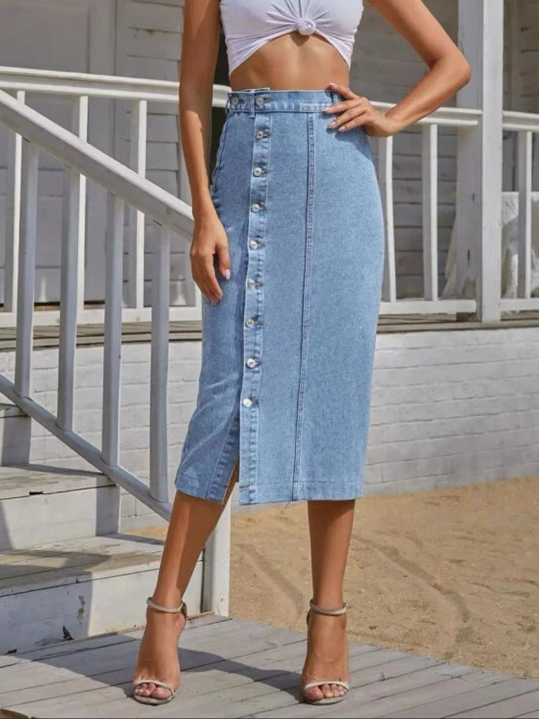 Vienna | Button-Front Midi Skirt
