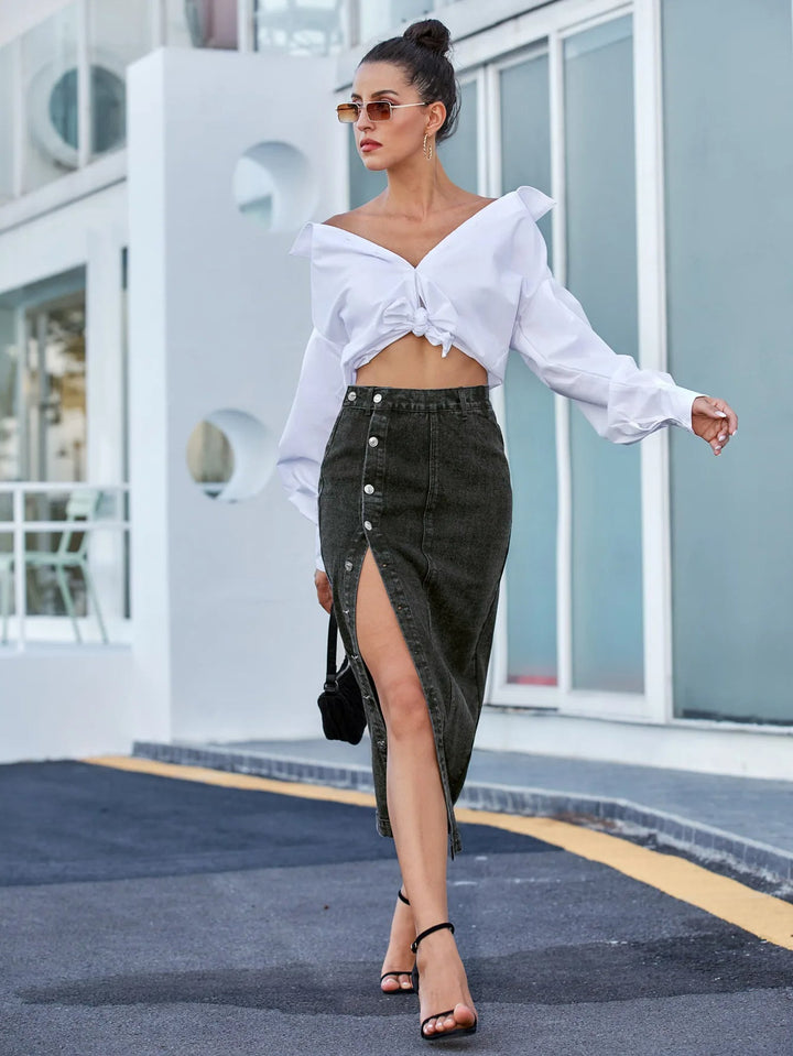 Vienna | Button-Front Midi Skirt