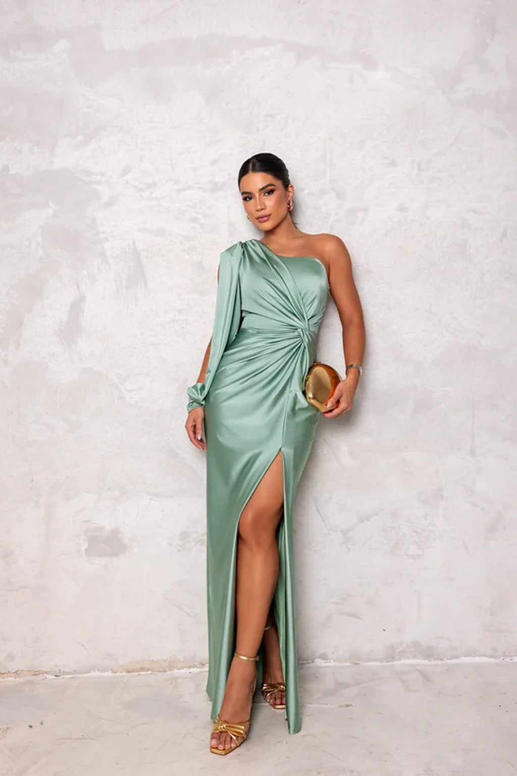 Rica | One-Shoulder Satin Evening Gown