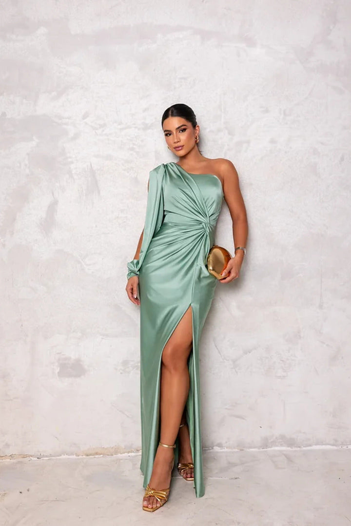 Rica | One-Shoulder Satin Evening Gown