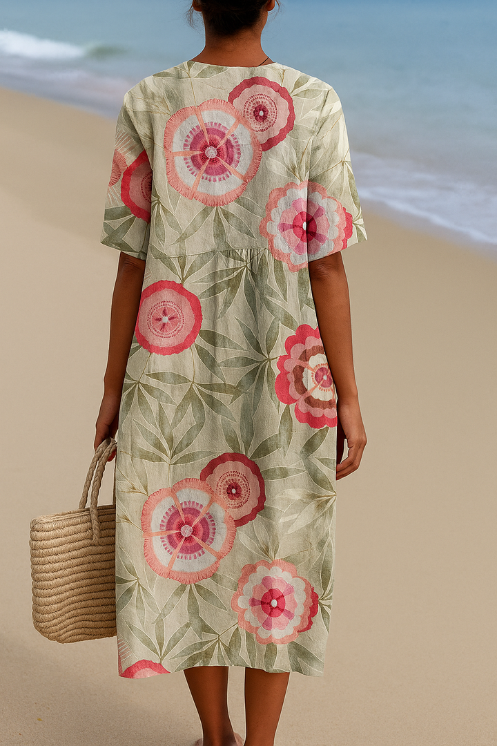 Margot | Leaf and Mandala Floral Dress