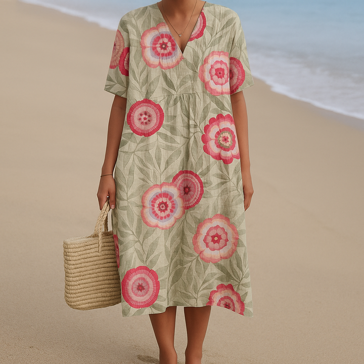 Margot | Leaf and Mandala Floral Dress