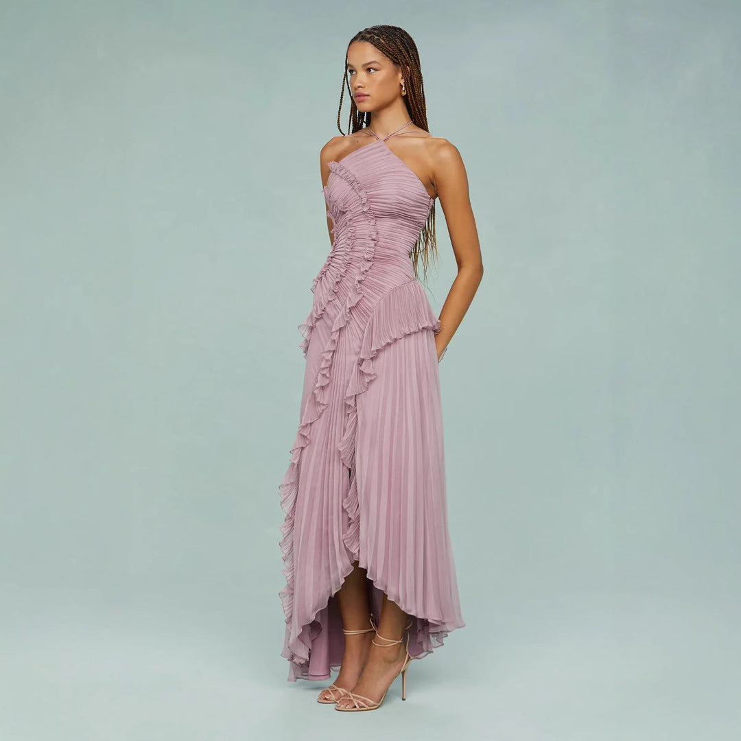 Elle | Pleated Halter Evening Dress