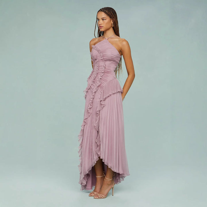 Elle | Pleated Halter Evening Dress