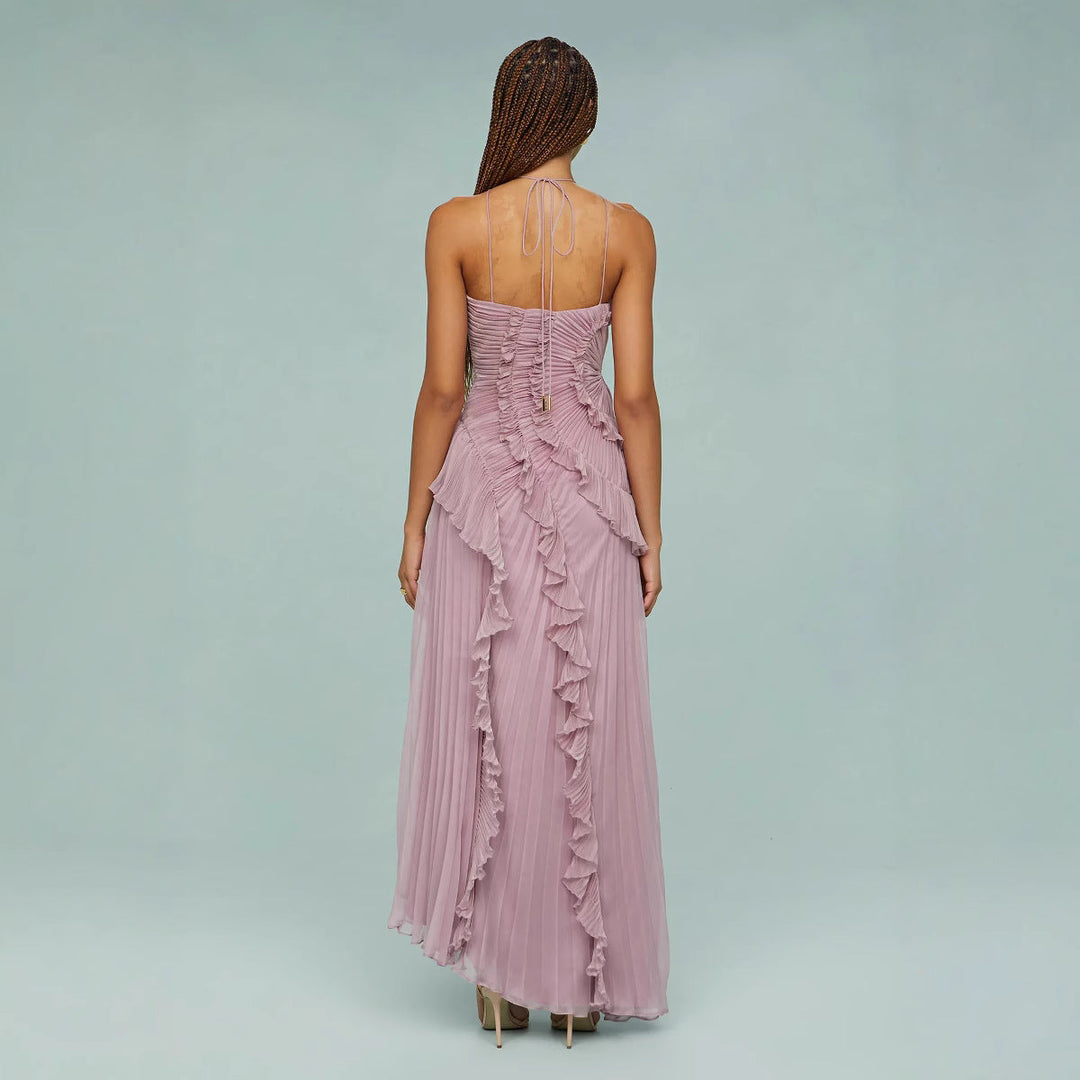 Elle | Pleated Halter Evening Dress