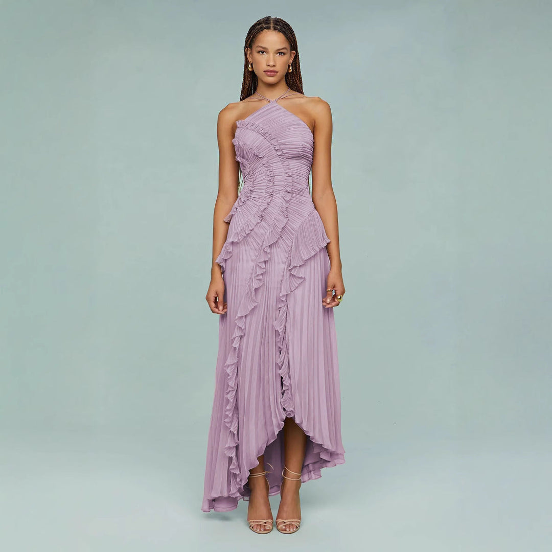 Elle | Pleated Halter Evening Dress