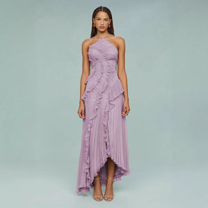 Elle | Pleated Halter Evening Dress