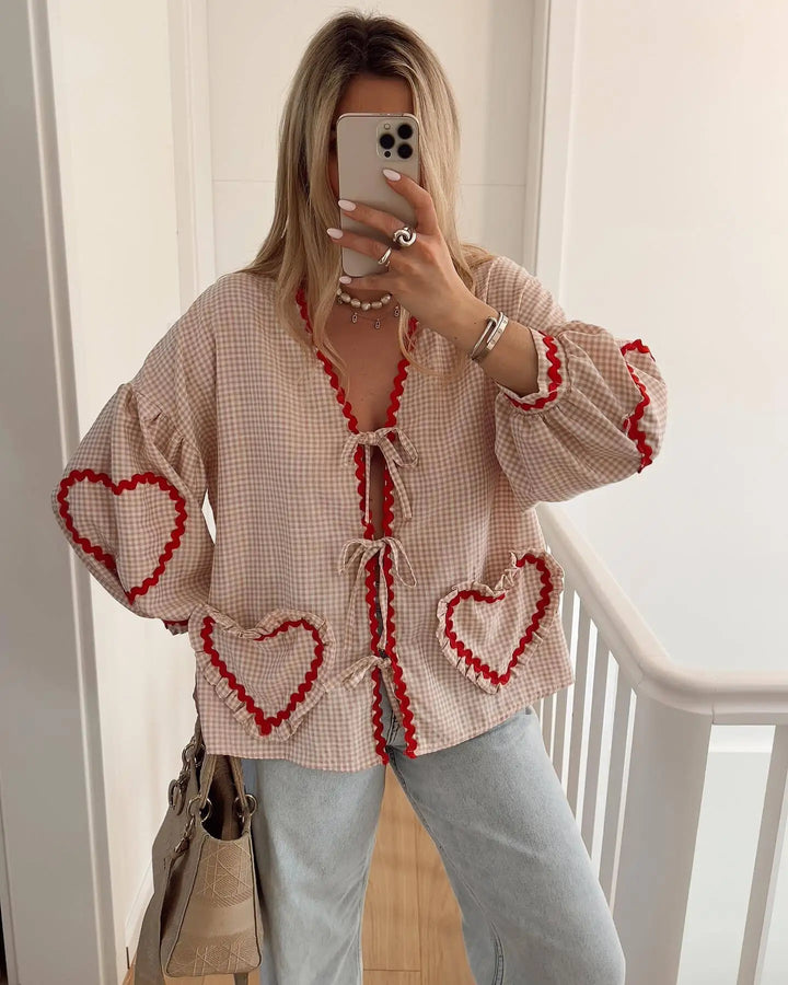 Alexandra | Playful Heart Accent Blouse