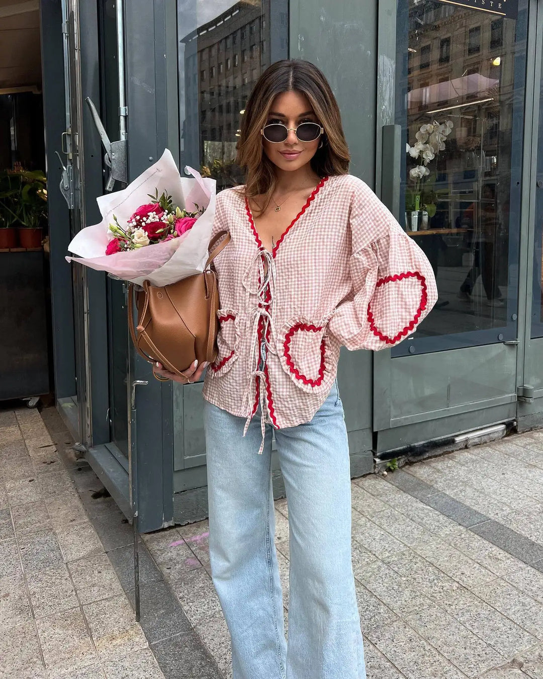 Alexandra | Playful Heart Accent Blouse