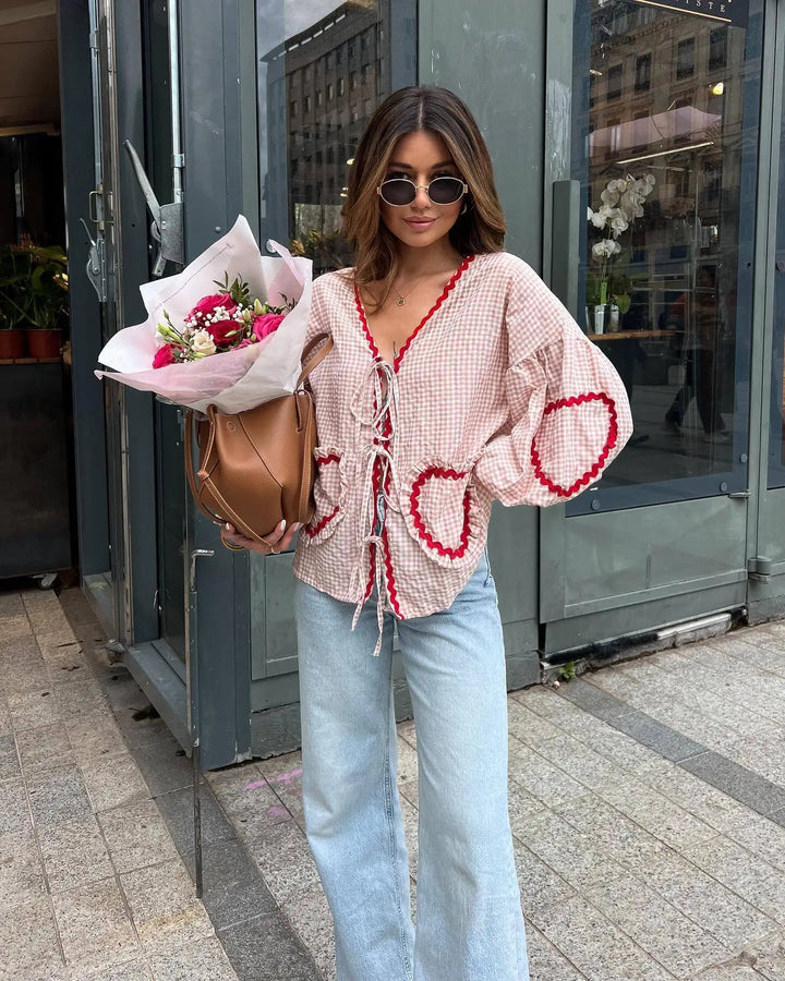 Alexandra | Playful Heart Accent Blouse