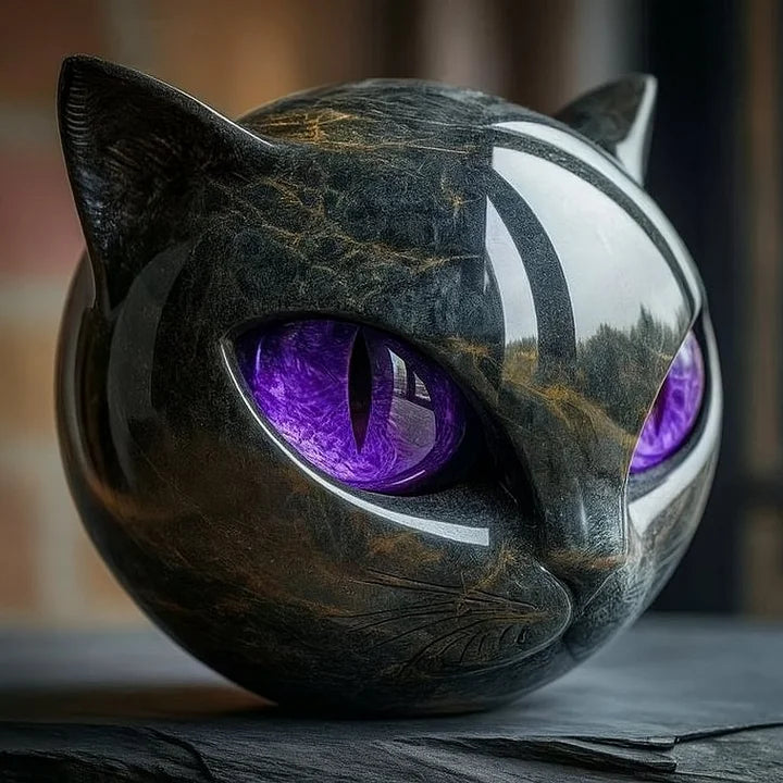 LunaMyst - Enchanting Black Cat Head Sculpture