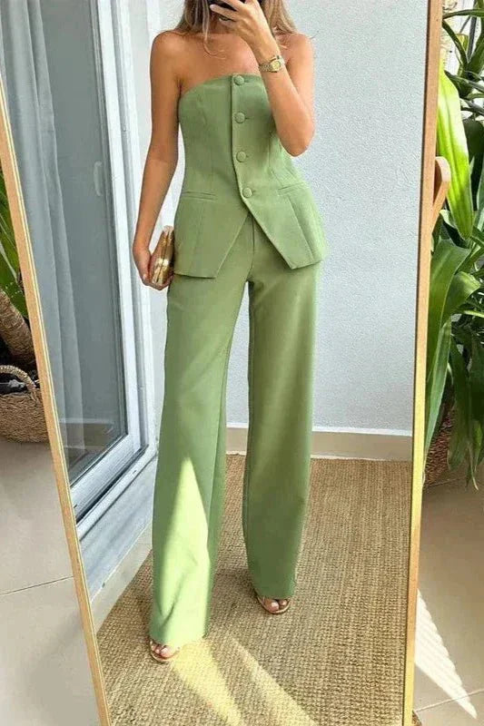 Ivy | Strapless Tailored Two-Piece Set