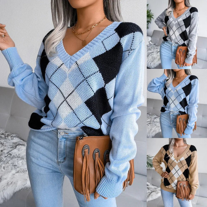 Isla | Cozy Argyle Knit Sweater