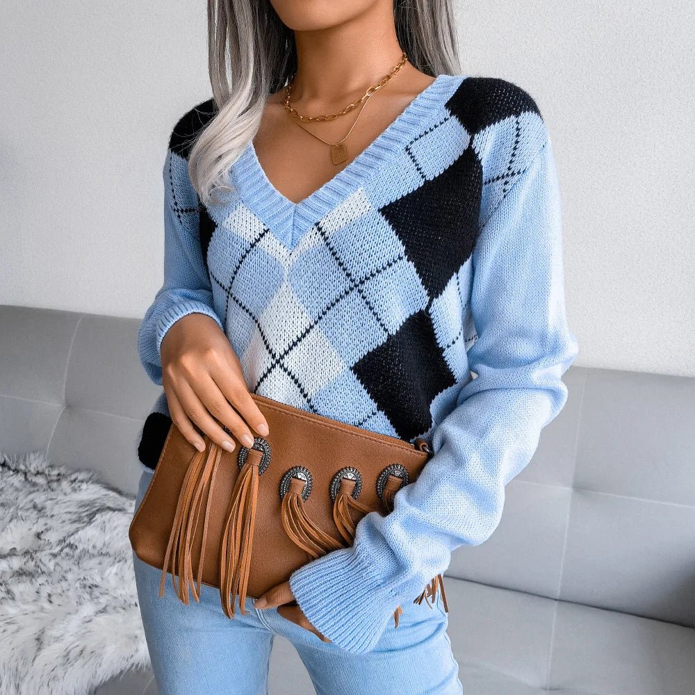 Isla | Cozy Argyle Knit Sweater