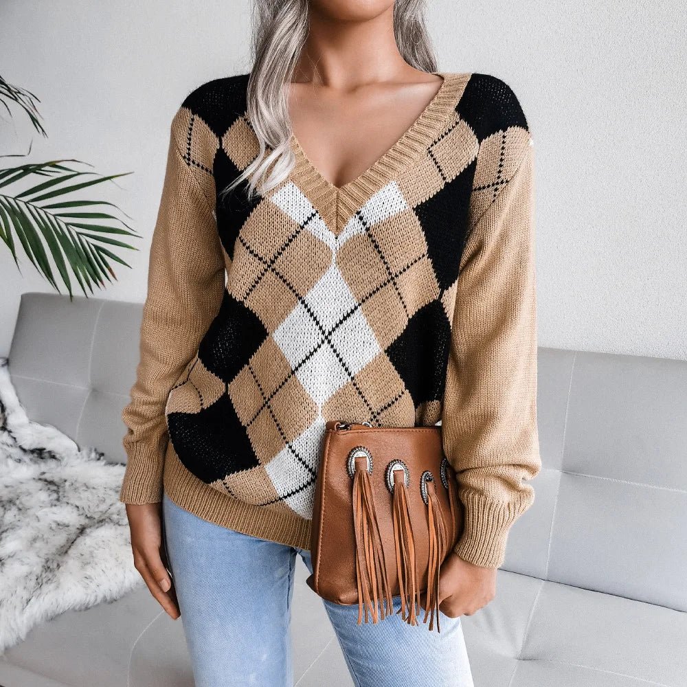 Isla | Cozy Argyle Knit Sweater