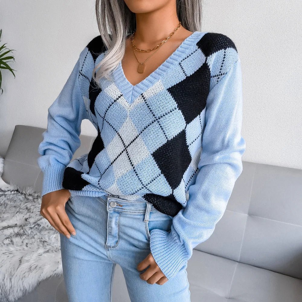 Isla | Cozy Argyle Knit Sweater