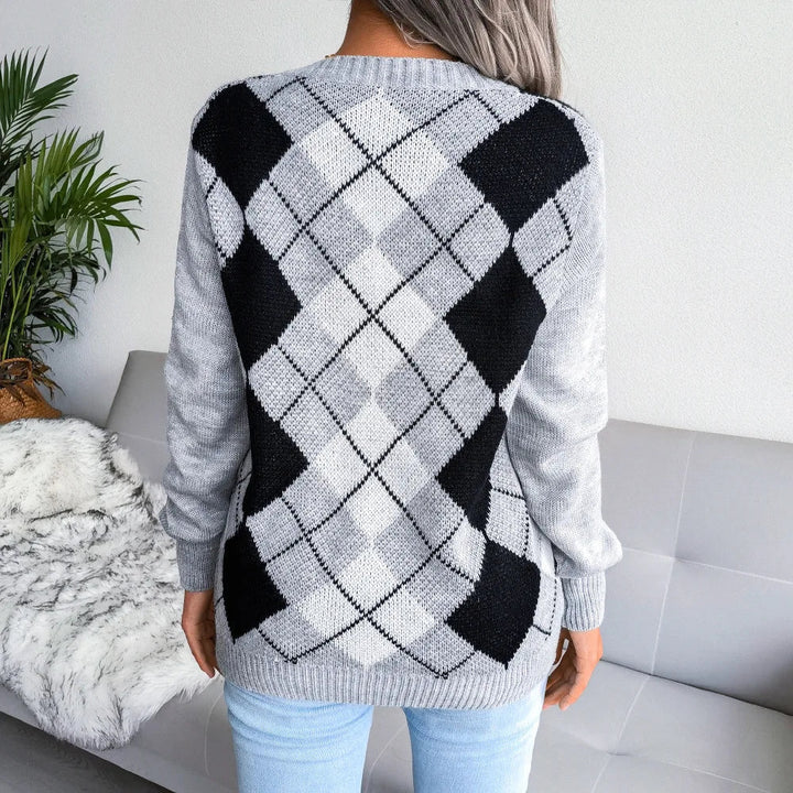 Isla | Cozy Argyle Knit Sweater
