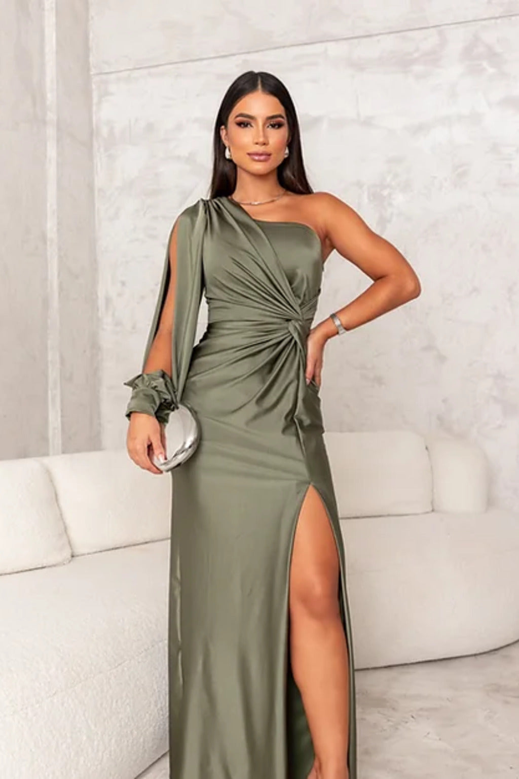 Rica | One-Shoulder Satin Evening Gown