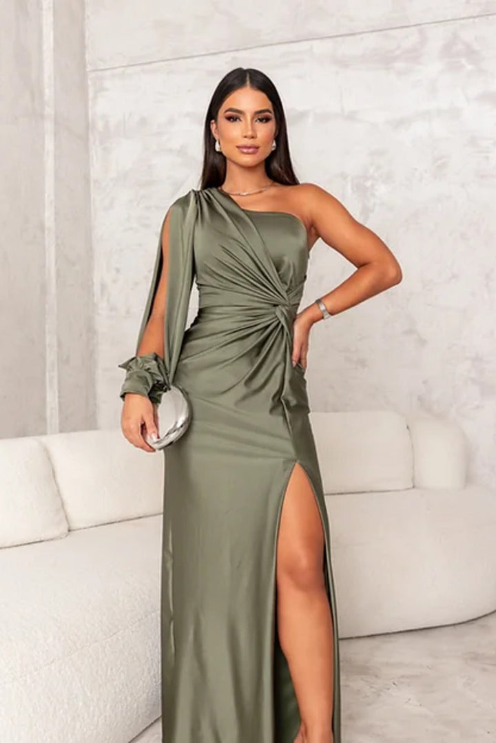 Rica | One-Shoulder Satin Evening Gown