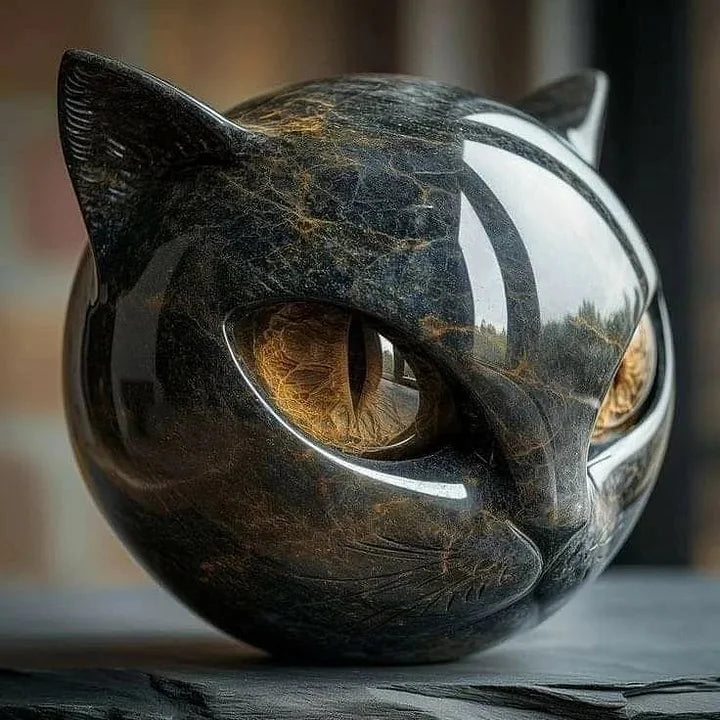 LunaMyst - Enchanting Black Cat Head Sculpture