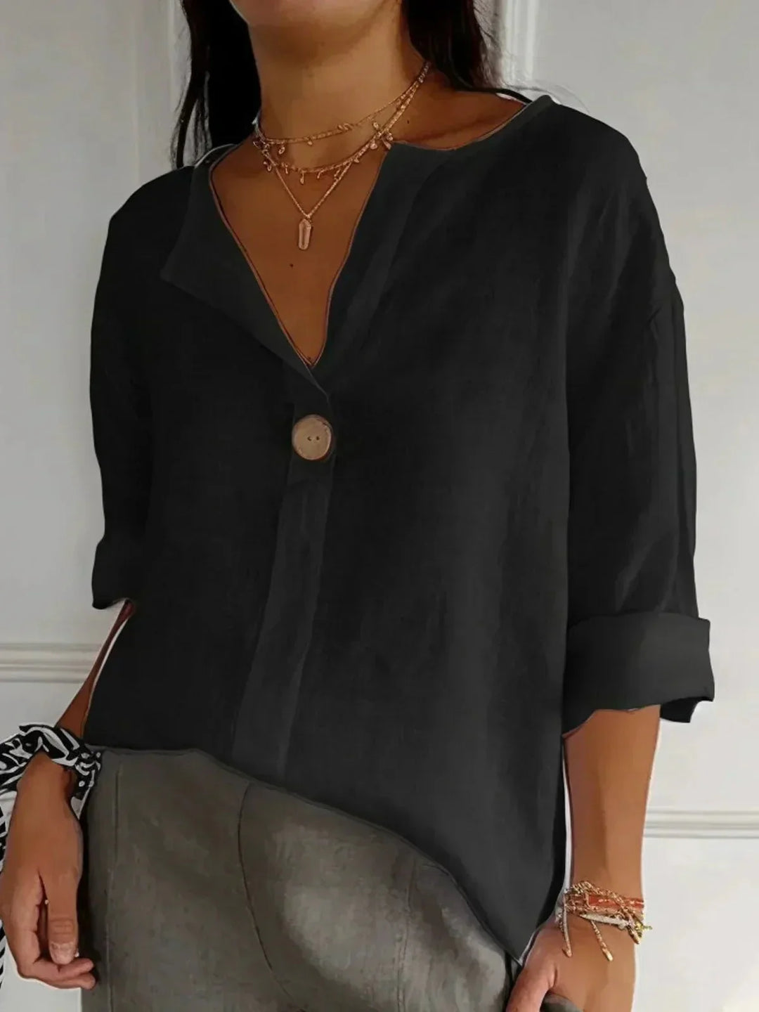 Janice | V-Neck Casual Blouse