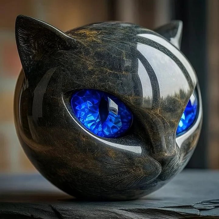 LunaMyst - Enchanting Black Cat Head Sculpture
