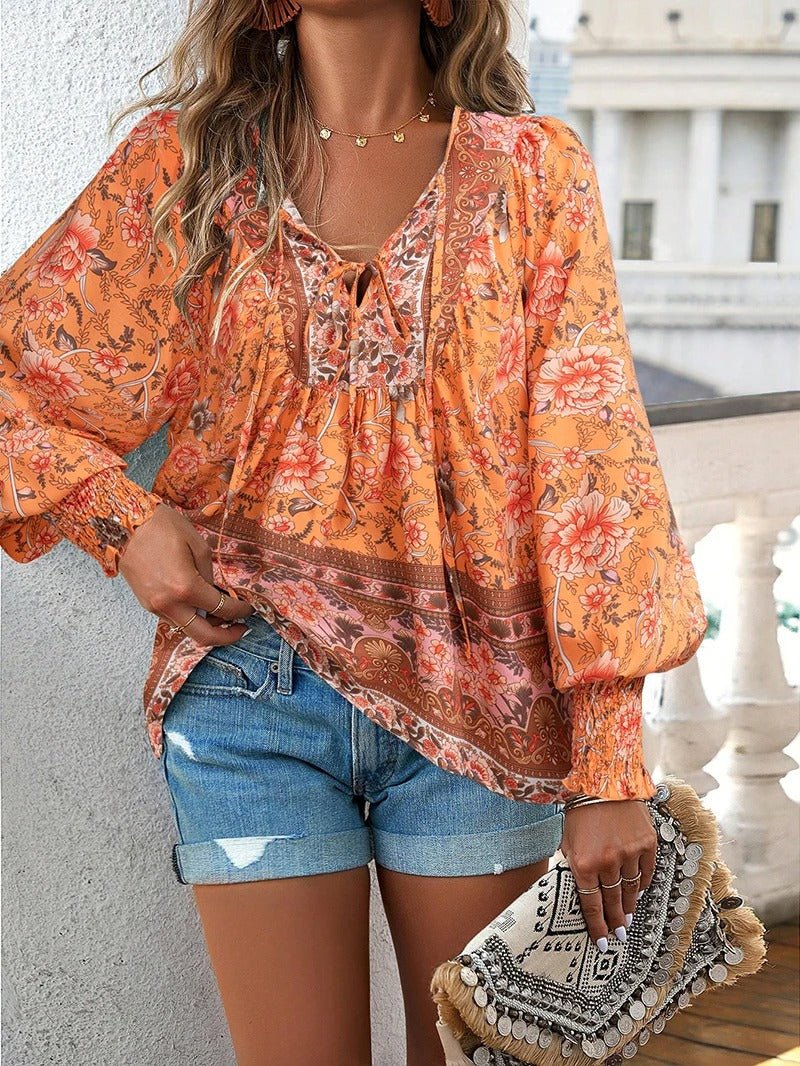 Mae | Floral Boho Peasant Blouse