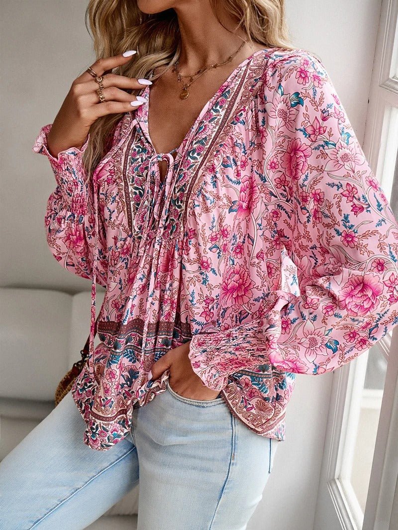 Mae | Floral Boho Peasant Blouse