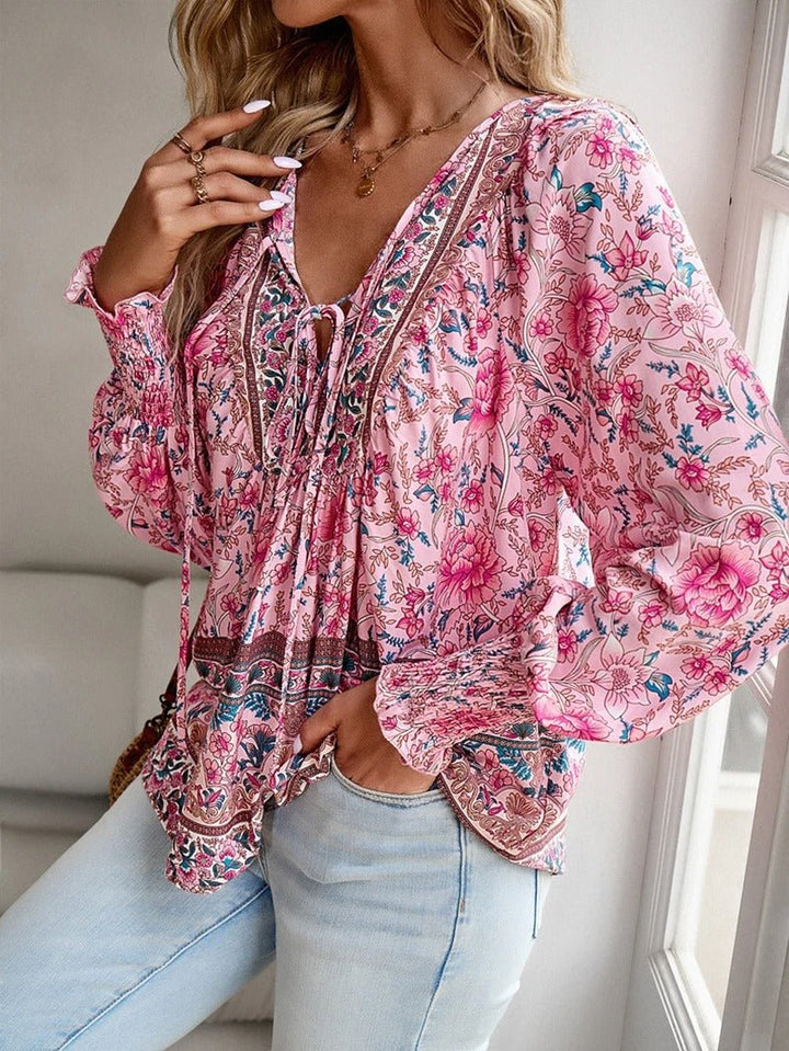 Mae | Floral Boho Peasant Blouse