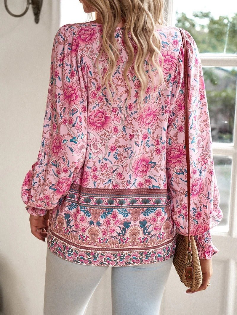 Mae | Floral Boho Peasant Blouse