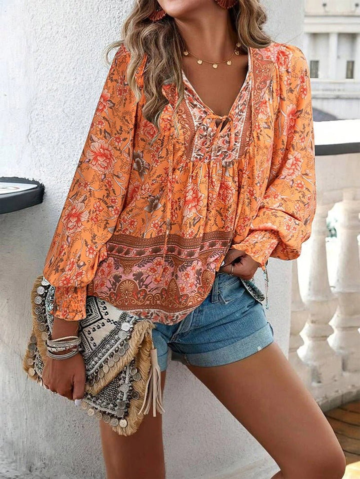 Mae | Floral Boho Peasant Blouse