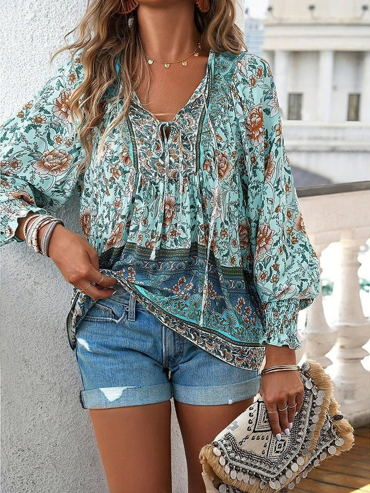 Mae | Floral Boho Peasant Blouse