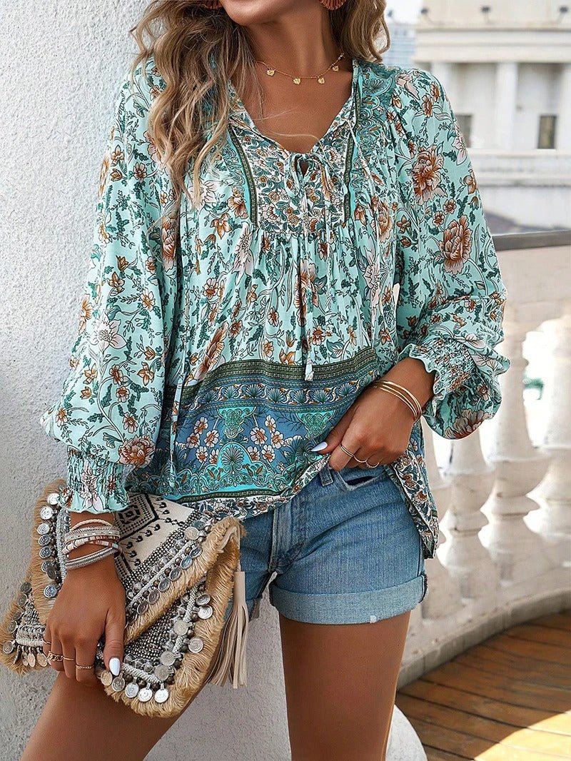 Mae | Floral Boho Peasant Blouse