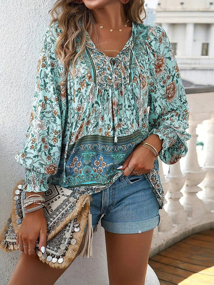 Mae | Floral Boho Peasant Blouse