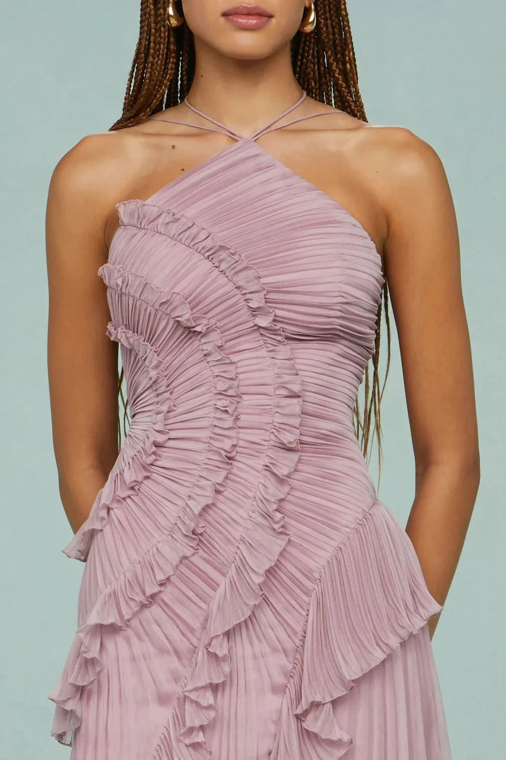 Elle | Pleated Halter Evening Dress