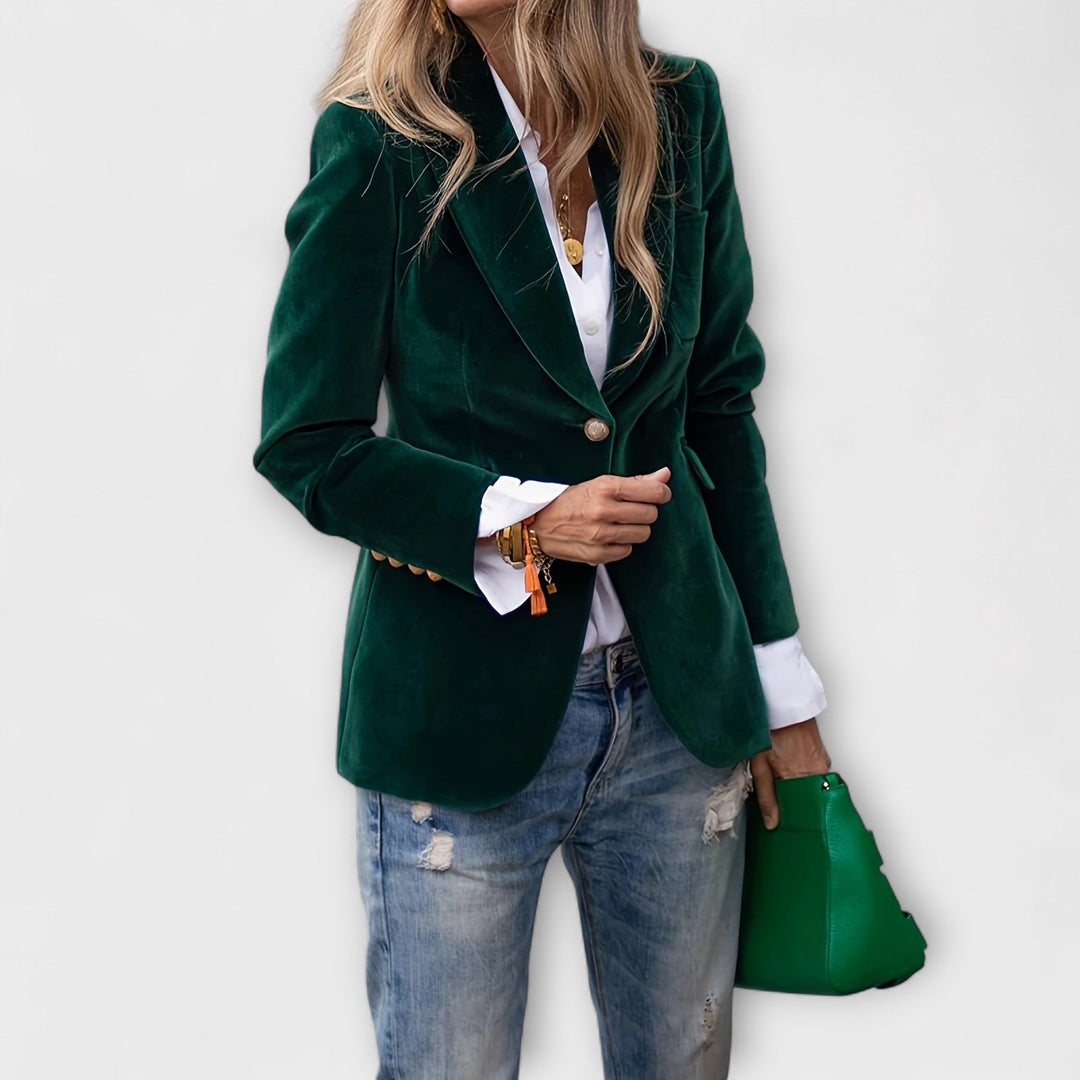 Jessa | Velvet Blazer with Gold Details
