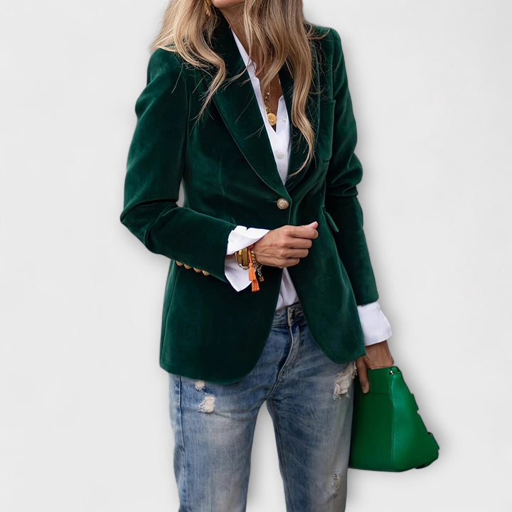Jessa | Velvet Blazer with Gold Details