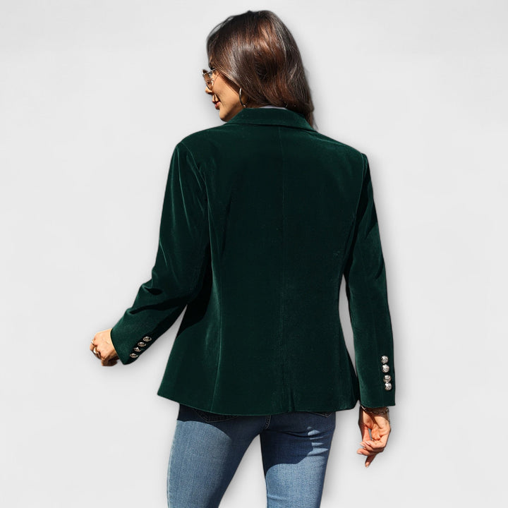Jessa | Velvet Blazer with Gold Details