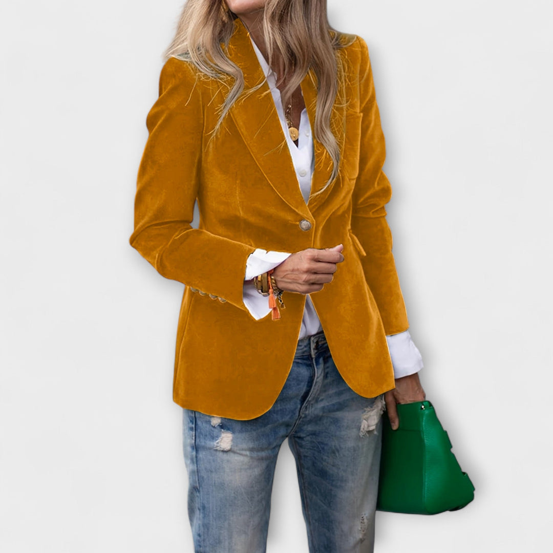 Jessa | Velvet Blazer with Gold Details