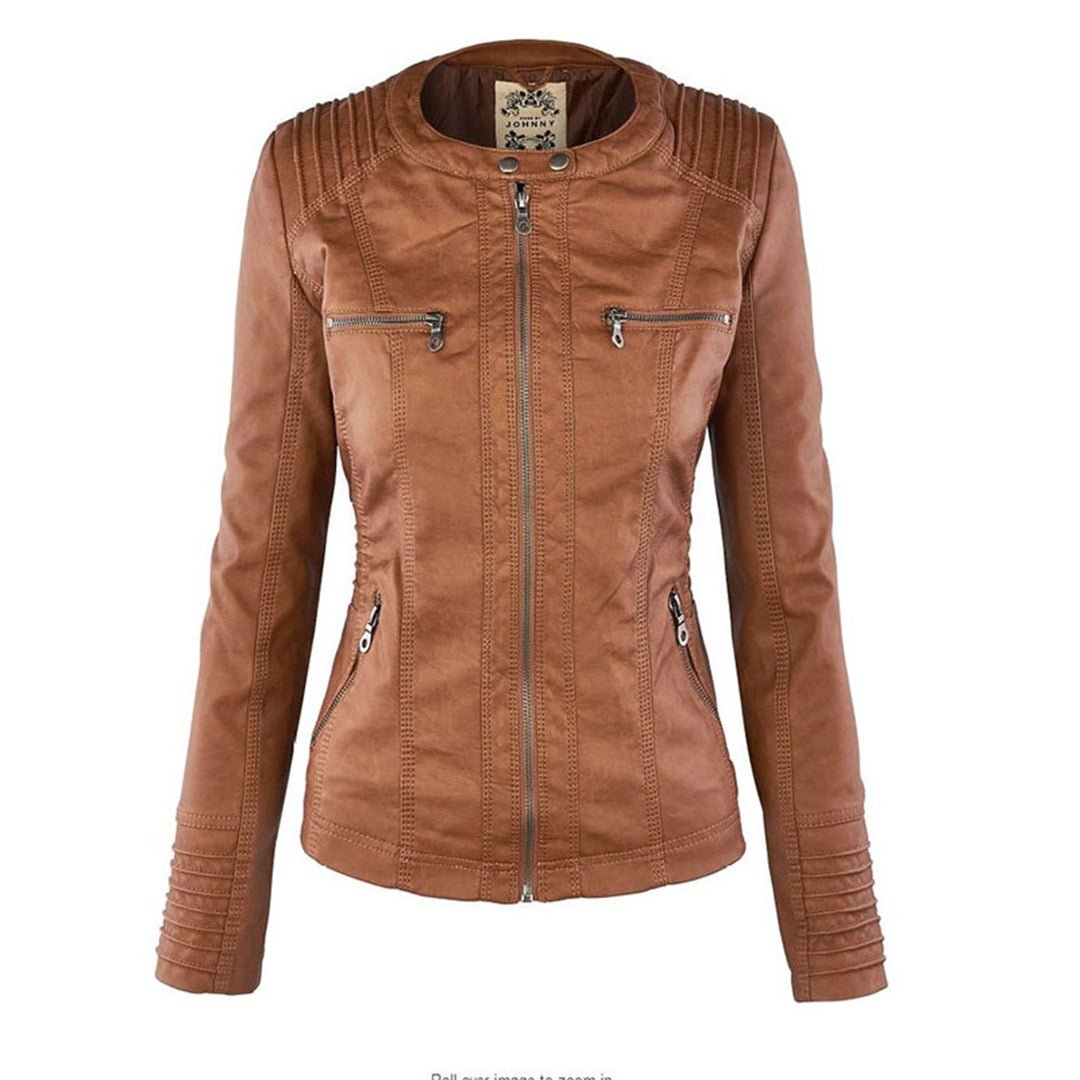 Loraine | Waterproof Hooded Faux Leather Jacket