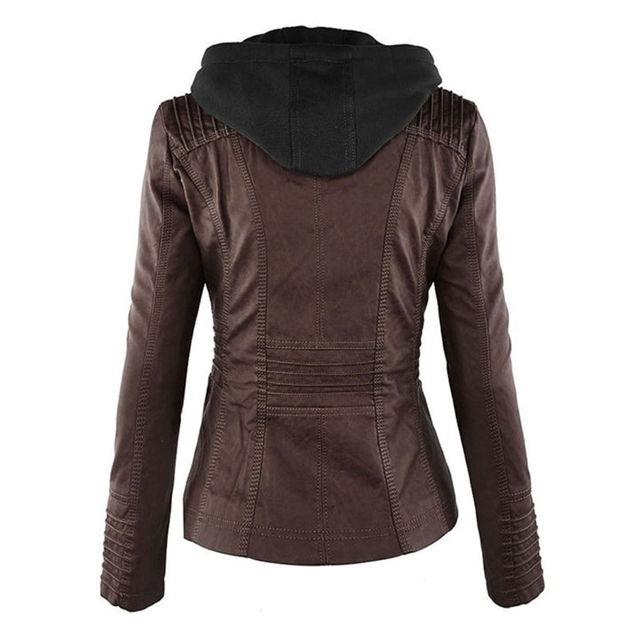 Loraine | Waterproof Hooded Faux Leather Jacket