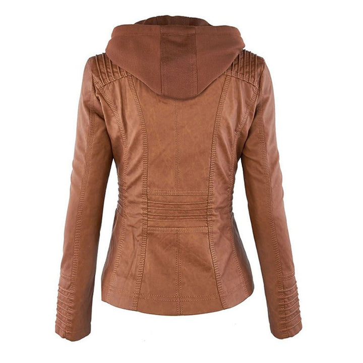Loraine | Waterproof Hooded Faux Leather Jacket